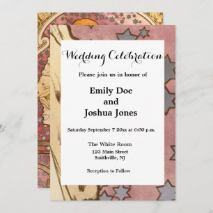 Convites Beleza da Mulher Mucha Art Nouveau