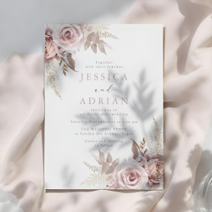Convites Beleza Divina: Casamento Floral Blush & Rosa