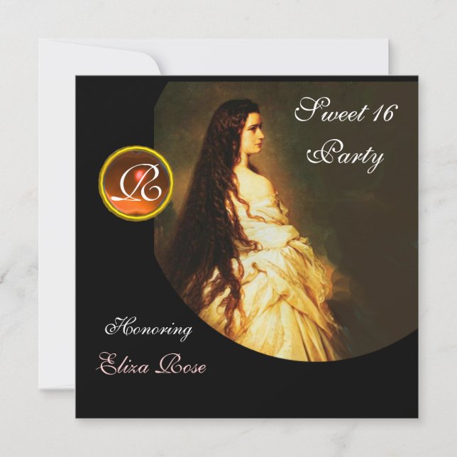 CONVITES BELEZA ETERNA, SWEET 16 AMARELO, DAMASCO PRETO E B (Frente)