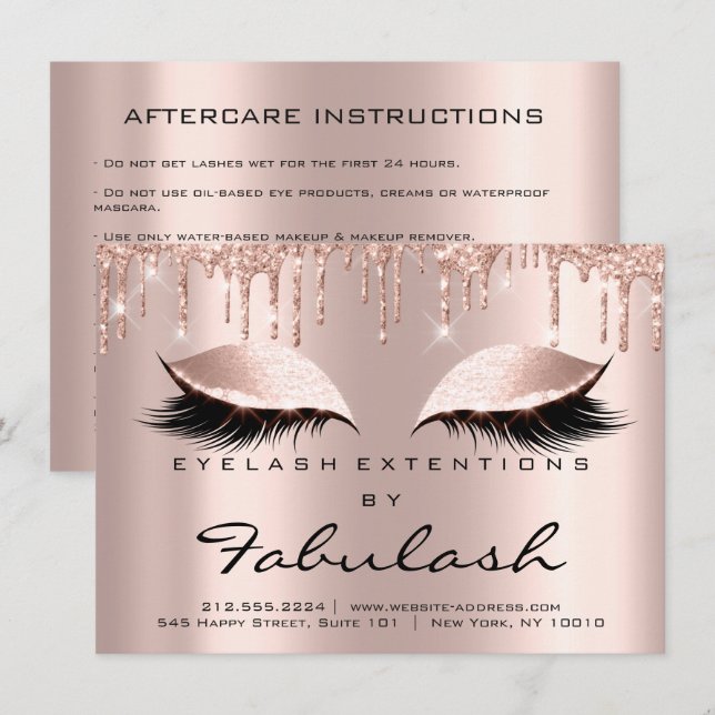 Convites Beleza Lash Extension Aftercare Instruction Spark (Frente/Verso)