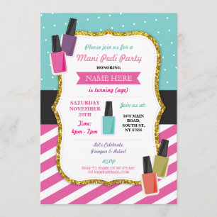 Convites Beleza Spa Festa de aniversário Pamper Mani Convi
