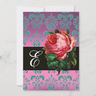 CONVITES BELÍSSIMA ROSA PÊSSEGO LILÁS AZUL DAMASCO MONOGRAM