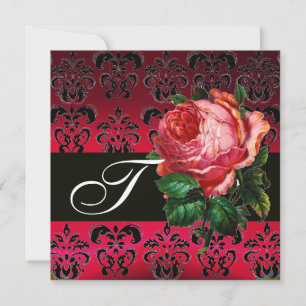 CONVITES BELÍSSIMA ROSA PINK FUCHSIA PRETA DAMASCO MONOGRAM