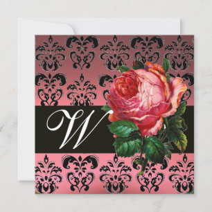 CONVITES BELÍSSIMA ROSA PINK  PRETO BRANCO  MONOGRAMA DAMAS