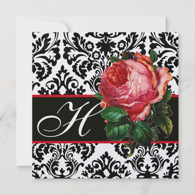 CONVITES BELÍSSIMA ROSA PINK  PRETO BRANCO  MONOGRAMA DAMAS (Frente)