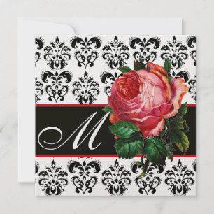 CONVITES BELÍSSIMA ROSA PINK  PRETO BRANCO  MONOGRAMA DAMAS