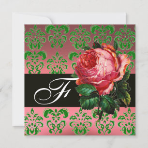 CONVITES BELÍSSIMA ROSA PINK VERDE PRETO DAMASCO MONOGRAMA