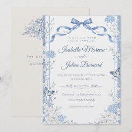 Convites Bellefontaine – Linho Azul Francês para Casamento
