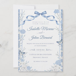 Convites Bellefontaine – Linho Azul Francês para Casamento