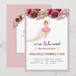 Convites Bellerina Dancer | Aniversário do Balé Floral Rosa