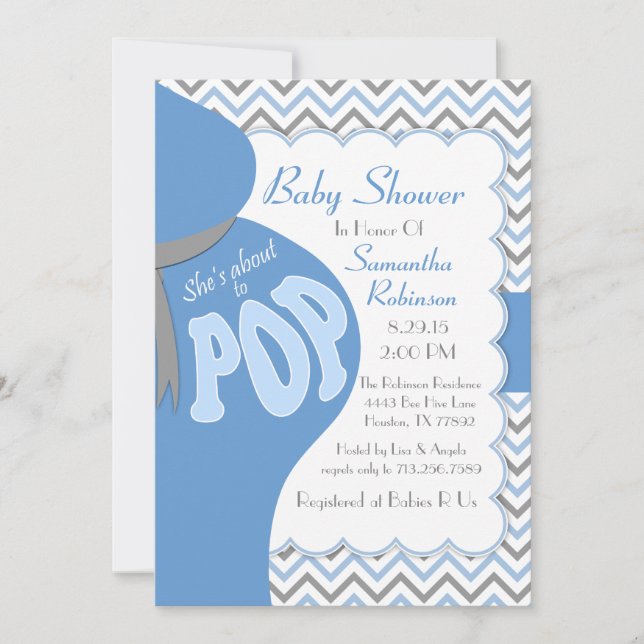 Convites Belly Bump Ela está prestes a POP Chá (Frente)