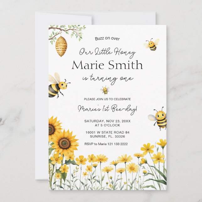 Convites Belo Aniversário Da Abelha Nosso Pequeno Mel Prime (Frente)