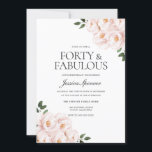 Convites Belo aniversário de 40 anos cor-de-rosa elegante<br><div class="desc">Bonito convite para aniversário de 40 anos cor-de-rosa-claro Ver coleção correspondente em Niche e Nest Store</div>