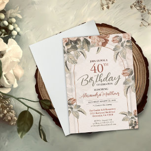 Convites Belo aniversário de 40 anos de Boho Floral ou Idad