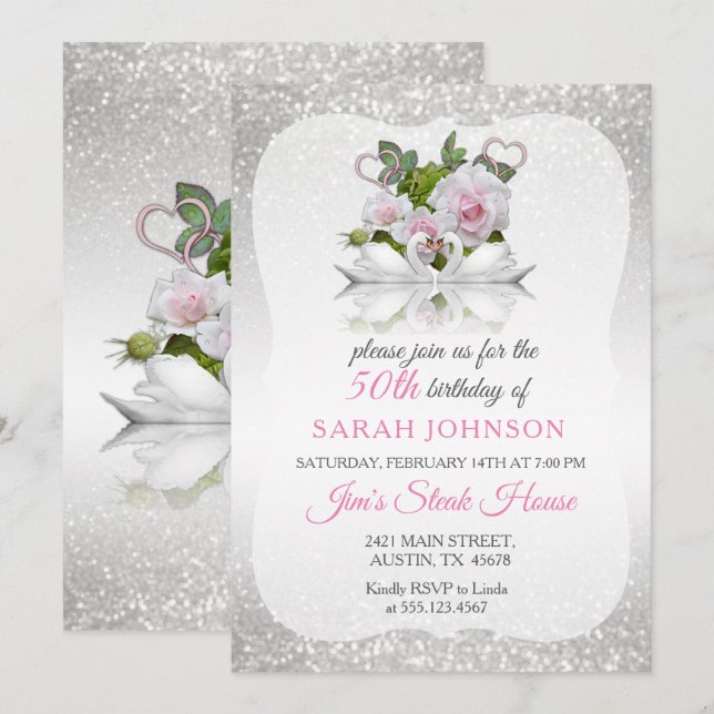 Convites Belo aniversário de Swan (Frente/Verso)