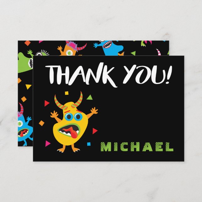 Convites Belo Aniversário Do Monstro Obrigado (Frente/Verso)