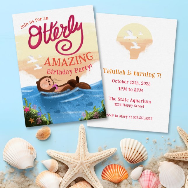 Convites Belo Aniversário Incrível - Otter Whimsical (Criador carregado)