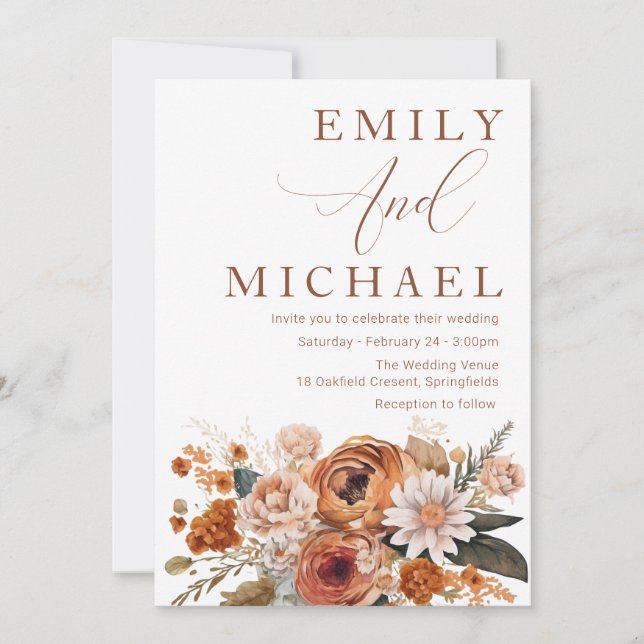 Convites Belo Boho Summer, Casamento outono de outono (Frente)