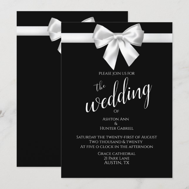 Convites Belo Bonito Casamento Branco Negra (Frente/Verso)