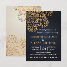 Convites Belo Casamento Azul do Marinho Real Legant