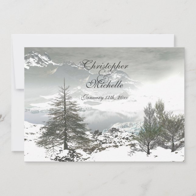 Convites Belo Casamento da Montanha de inverno (Frente)