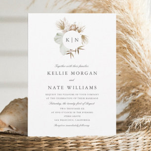 Convites Belo Casamento de Boho Floral Wreath Monograma