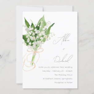 Convites Belo Casamento de Buquê Floral Branco Elegante