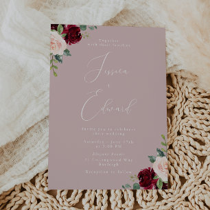 Convites Belo Casamento de Elegância de Vinho e Blush