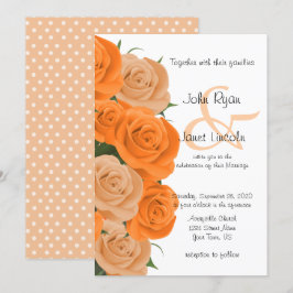 Convites Belo Casamento de Flor Rosa Laranja Floral Laranja