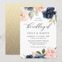 Belo Casamento de Mola Floral de Blush e Marinho