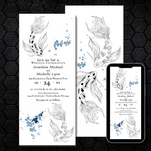 Convites Belo Casamento de Nadação de Peixes Koi Japonese