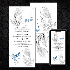 Convites Belo Casamento de Nadação de Peixes Koi Japoneses