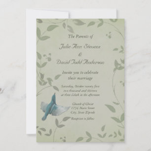 Convites Belo Casamento de Pássaro Azul