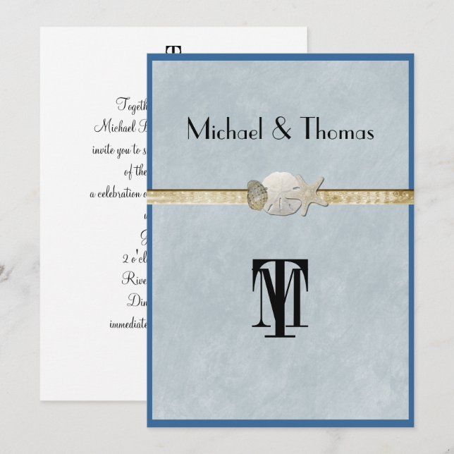 Convites Belo Casamento de Praia, Starfish, Dourado (Frente/Verso)