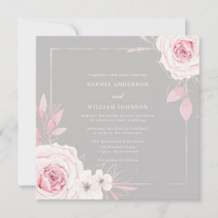 Convites Belo Casamento de Quadros Modernos Rosas Blush