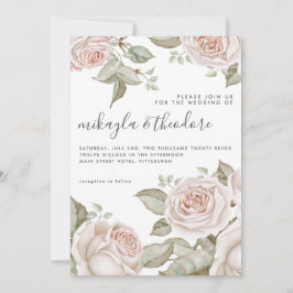 Convites Belo Casamento de Rosas de Água com Blush Blush