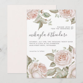 Convites Belo Casamento de Rosas de Água com Blush Blush