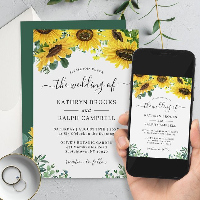 Convites Belo Casamento Eucalyptus Greenery (Criador carregado)