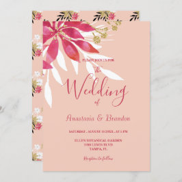 Convites Belo Casamento Floral Cor-de-Rosa e Branco