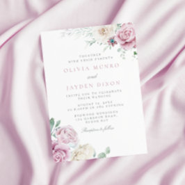 Convites Belo Casamento Floral De Branco E Blush Botânico