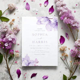 Convites Belo Casamento Floral Roxo