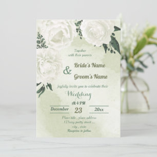 Convites belo casamento floral verde branco