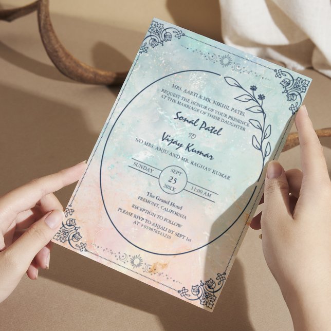 Convites Belo Casamento Hindu Indiano Moderno (Criador carregado)