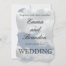 Convites Belo Casamento Impressão de Nuvens Brancas e Azuis