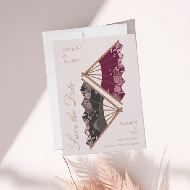 Convites Belo Casamento Moderno Japonês Salve A Data (Criador carregado)