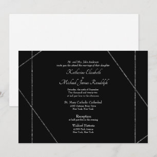 Convites Belo Casamento Preto e Branco Elegante II