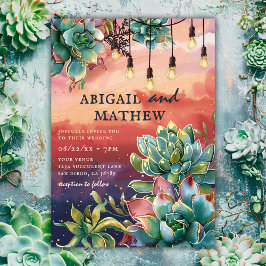 Convites Belo Casamento SoCal De Cactus Sunset