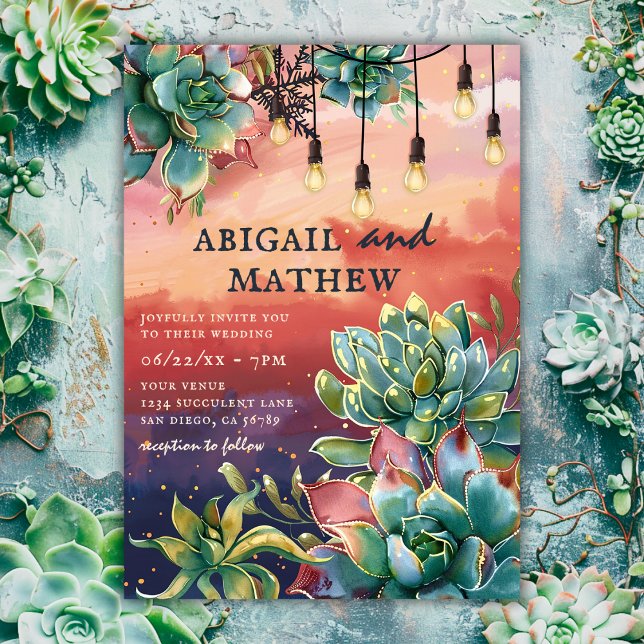 Convites Belo Casamento SoCal De Cactus Sunset (Criador carregado)