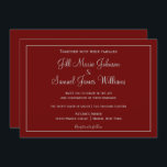 Convites Belo Casamento Vermelho e Cinza<br><div class="desc">Este lindo esquema de cores vermelho e cinza é excelente para o seu casamento. Com um fundo vermelho,  suas informações estão encapsuladas em um quadro de cinza. O texto também está escrito nesta cor complementar da cinza. Personalize esses convites de casamento hoje!</div>