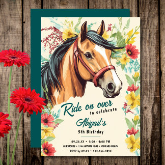 Convites Belo Cavalo e Festa de aniversário de flor selvage